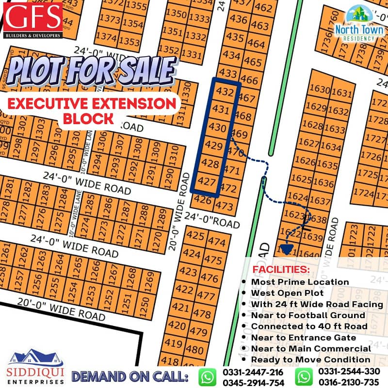 PLOT SALE IN NORTH TOWN RESIDENCY PHASE 1 GOLD BLOCK 2