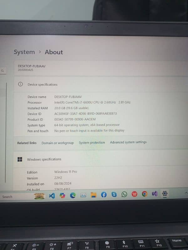 Lenovo T470s core i7 6th Generation 20GB DDR4 Ram 9