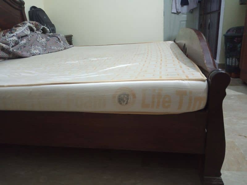 Wooden Bed with side tables and mattress available for sale 8