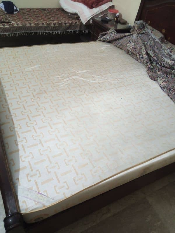 Wooden Bed with side tables and mattress available for sale 9