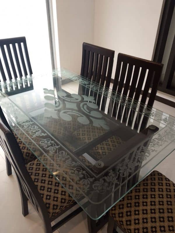 6 Chair Glass and Wooden Dining Table 2