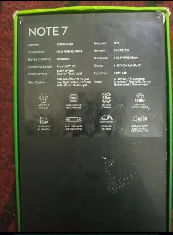 infinix NoTe 7 (6GB Ram 128+6gb Memory fingerprint Bss Nai calte 4