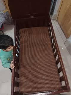 baby wooden cot heavy duty with storage boxes