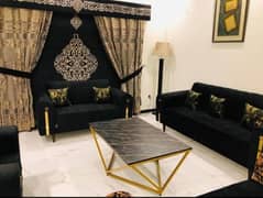 Sofa Set 6 Seater Black + Table