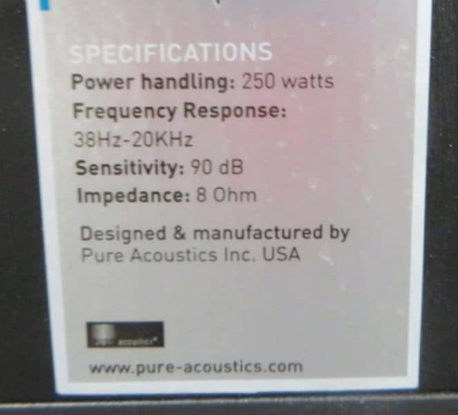 Pure Acoustics 799f.  Tower Speakers. USA (Bose Sony Yamaha Rotel) 7