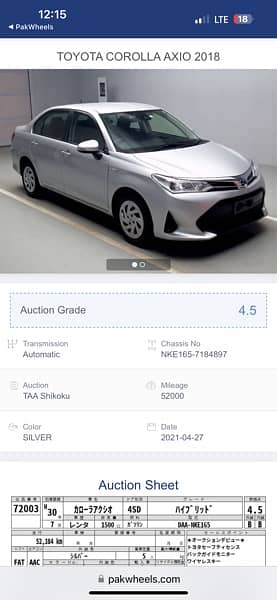 Toyota Corolla Axio 2018 Hybrid 1.5 5