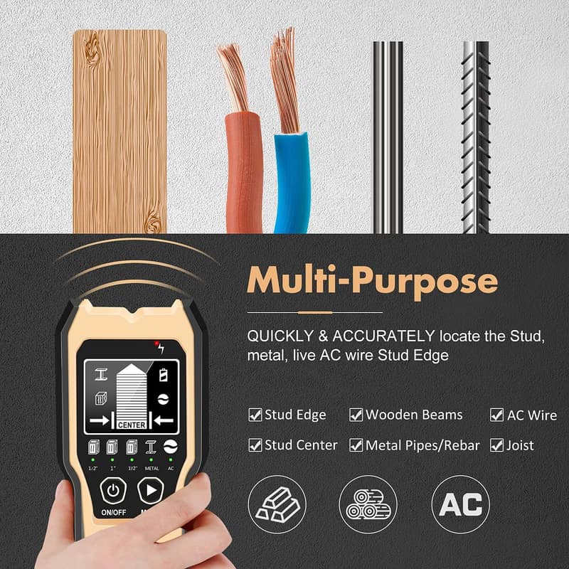 Folai 4in1 Stud Finder Electronic Wall Scanner Detector Wooden Metal 11