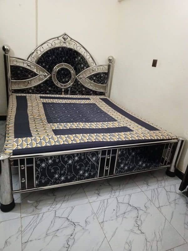 Steel King Size Bed With Mettress 1