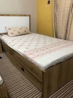 2 single bed  with drawers and mattress