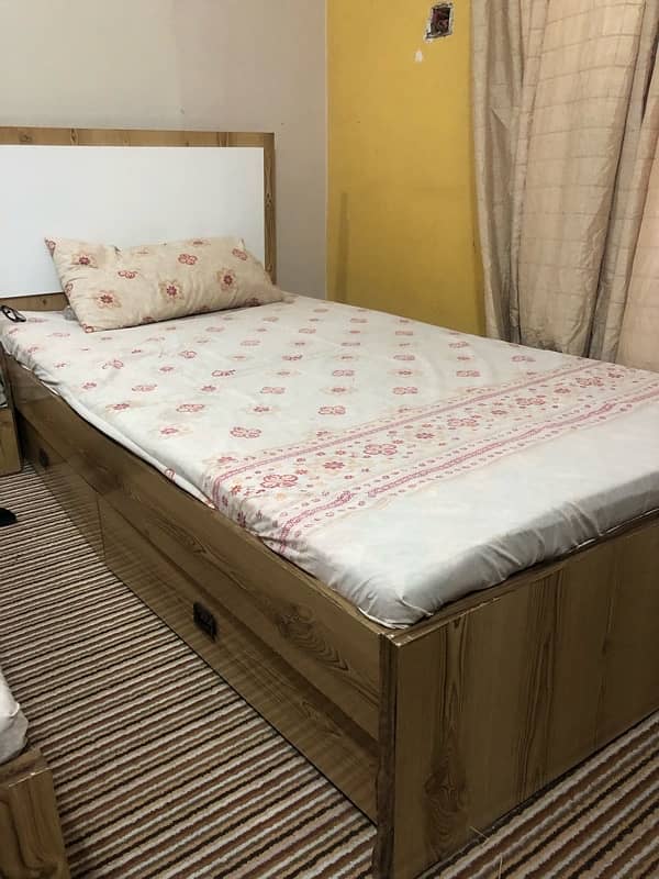 2 single bed  with drawers and mattress 0