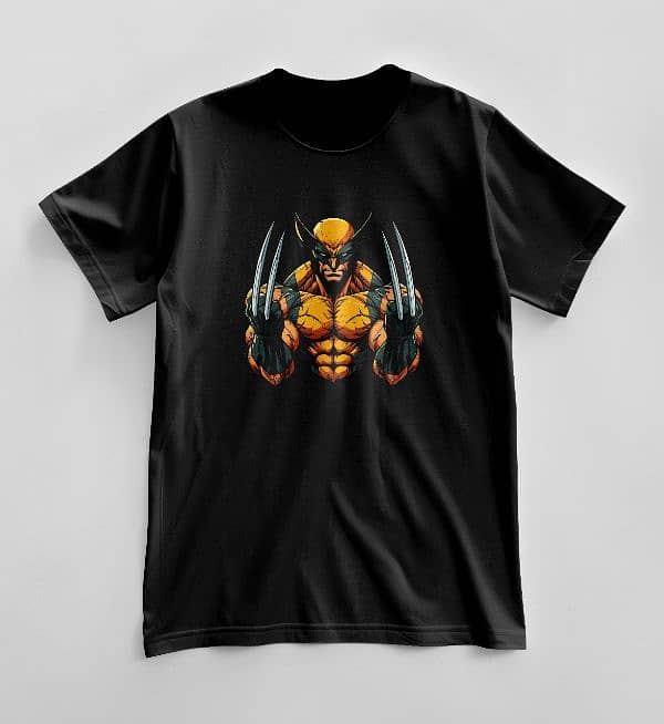 Men's Round Neck T Shirt with Wolverine Design 1