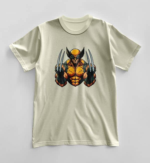 Men's Round Neck T Shirt with Wolverine Design 2