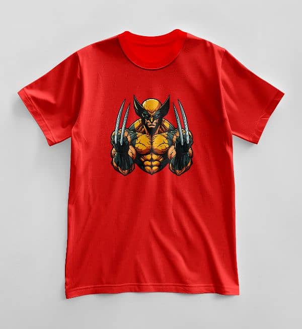 Men's Round Neck T Shirt with Wolverine Design 3