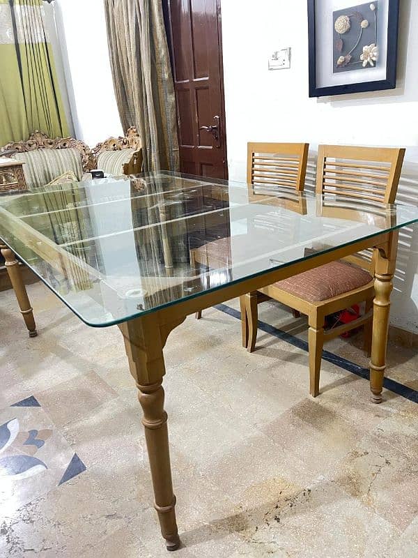 6 seater solid wood heavy dining table 1