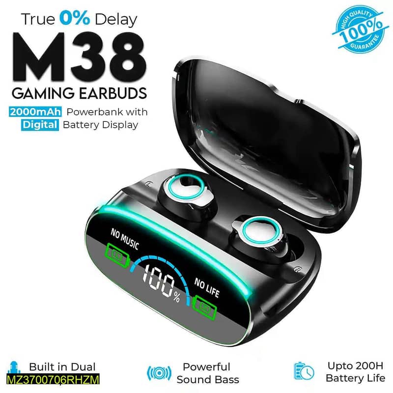 M38 wireless Earbuds, WhatsApp (03145156658) 0