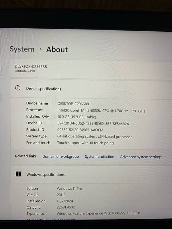 Dell i5 8th gen Touch Laptop 16gb Ram / 512gb SSD Window 11 9