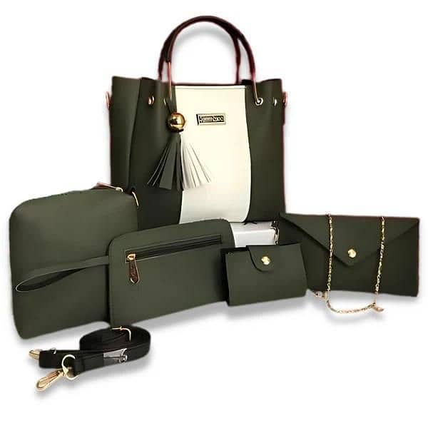 5 PCs Women's Leather Handbags Set 0