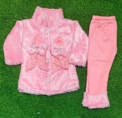 charming Girls fleece fur shirt and trousar 2 pcs