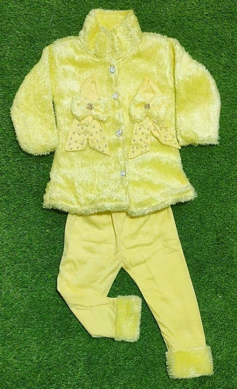 charming Girls fleece fur shirt and trousar 2 pcs 1