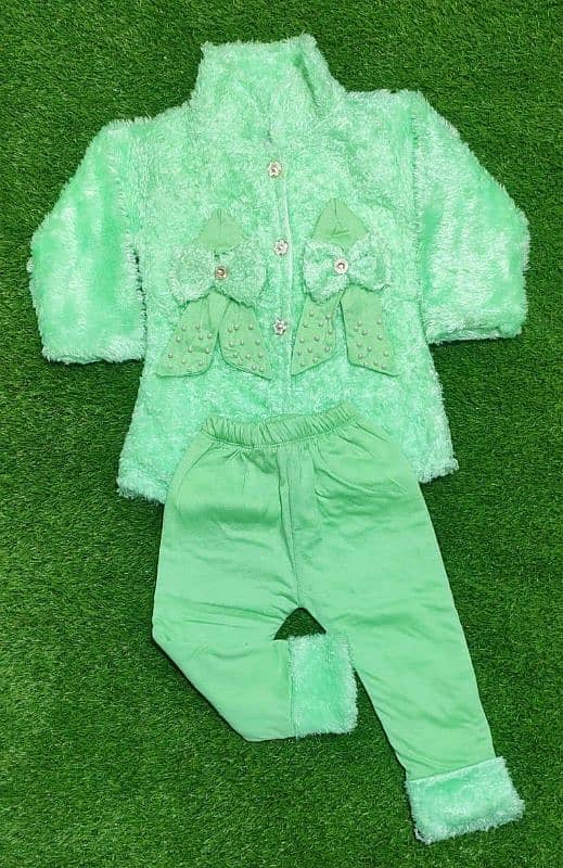 charming Girls fleece fur shirt and trousar 2 pcs 2