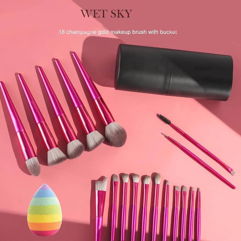 WET SKY - Makeup Brush Set 18-Pieces Premium Includes synthetic founda 2