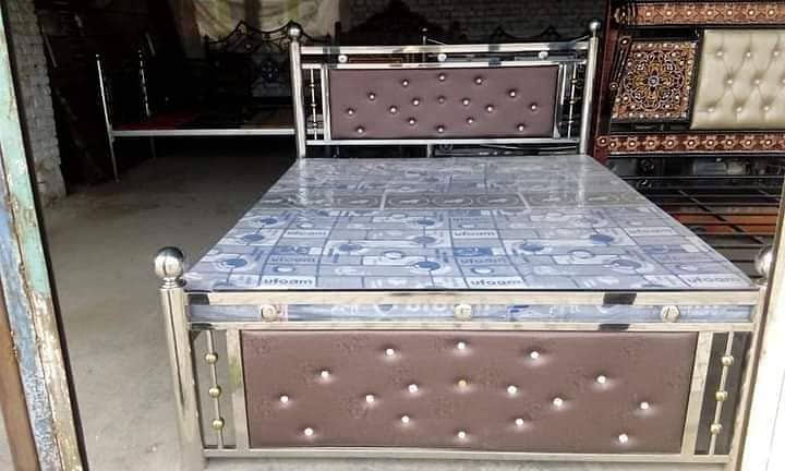 Stainless Steel bed - Steel Bed Dressing Side Table - Double bed 8