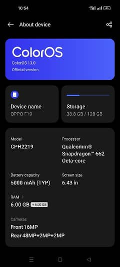 Oppo F19 with complete box