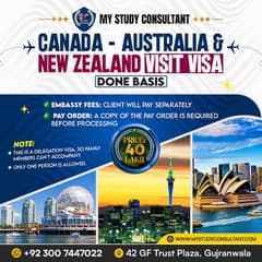 Canada, Australia New Zealand Done base Visit Visa, Work Permit, Study