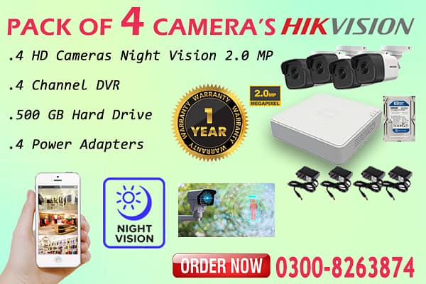 4 CCTV Cameras Pack (1 Year Warranty) 0