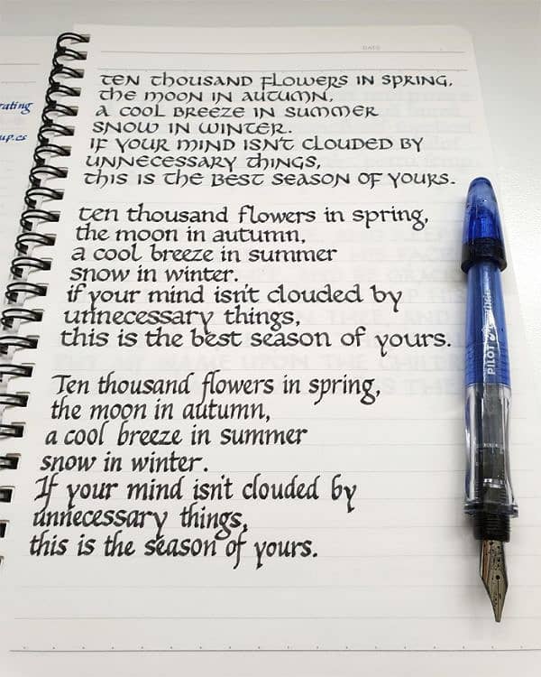 The art of beautiful handwriting is called calligraphy. 0