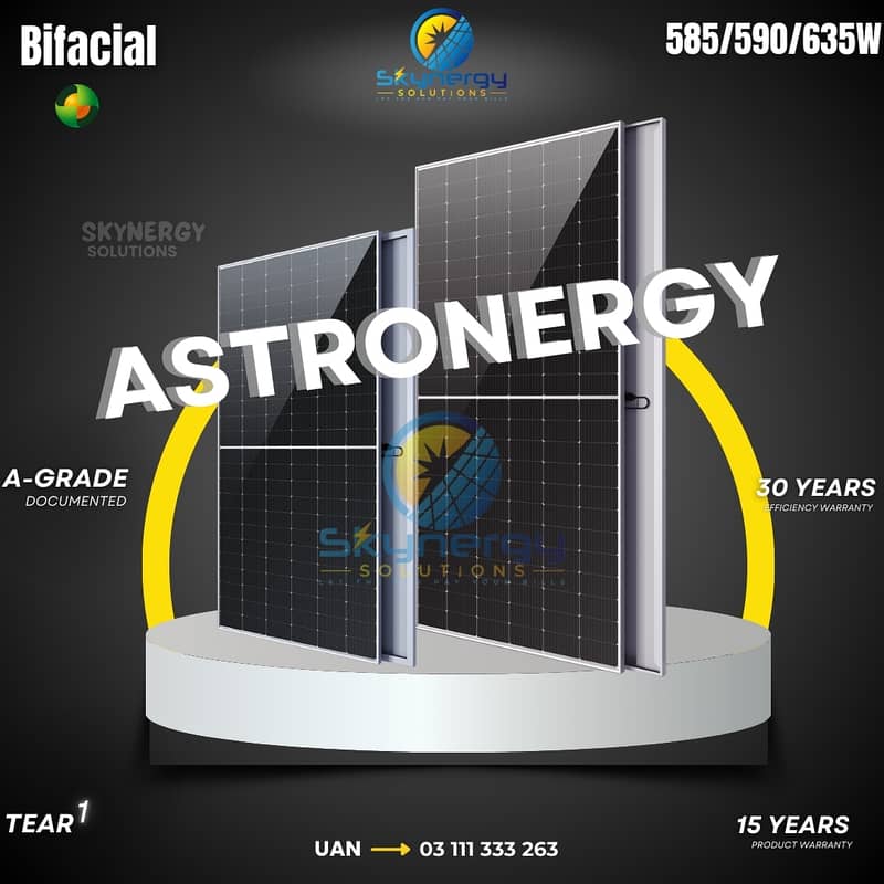 Astronergy 585W N-Type Bi-facial Solar Panel, Longi Jinko solar Tier 1 0