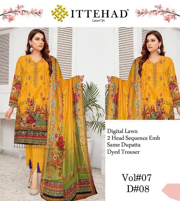 3pcs unstitched lawn print 0