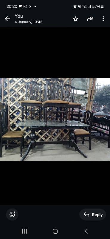 wooden dining table 6 chairs 1