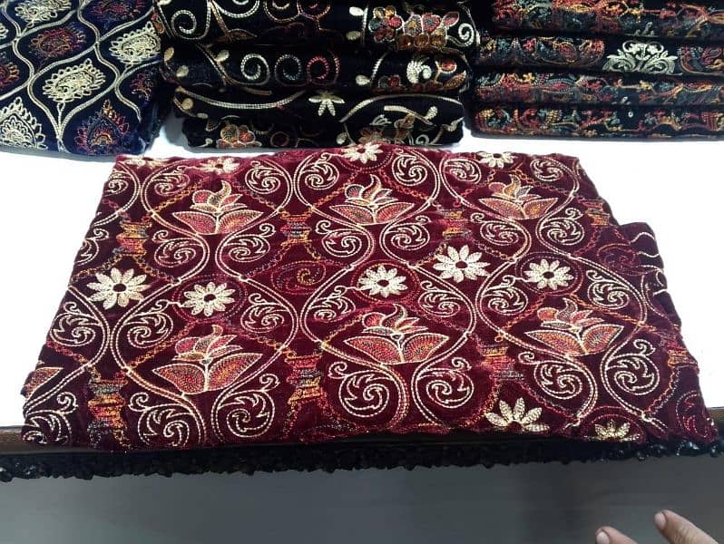 ladies velvet embroidered shawls 1