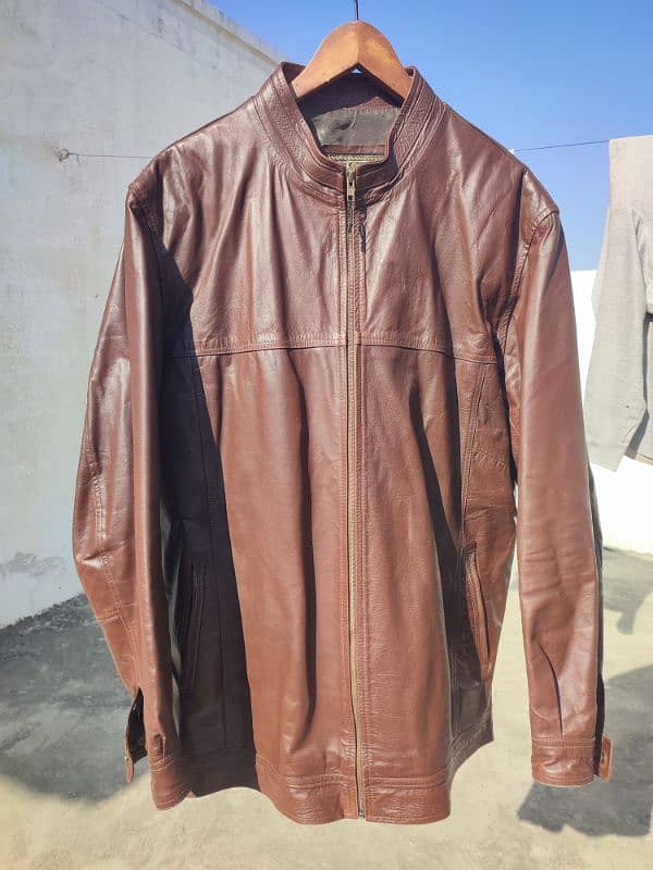 Leather Jacket XXL, Brown. 0