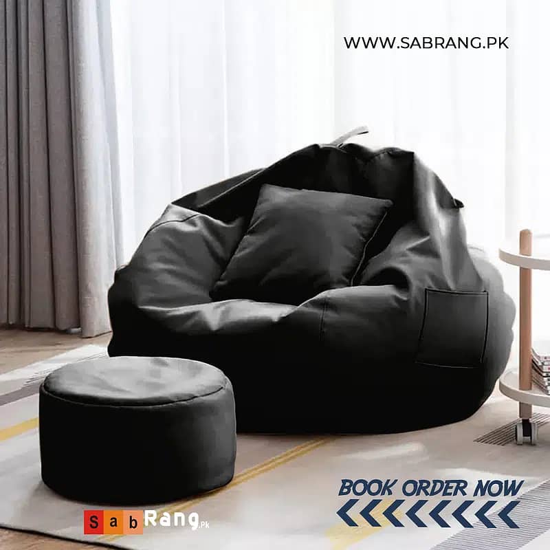 pack of 3 leather bean bag/ bean bag / leather bean bag / sofa cum bed 5