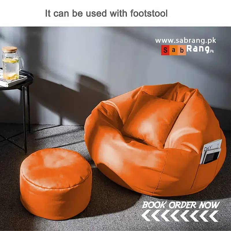 pack of 3 leather bean bag/ bean bag / leather bean bag / sofa cum bed 10