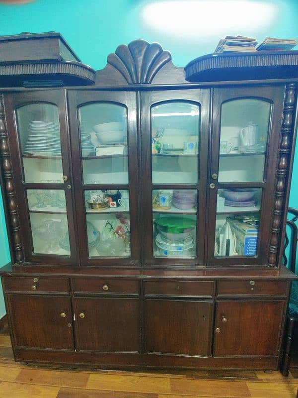 Big wooden and glass cabinet(polished recently). 0