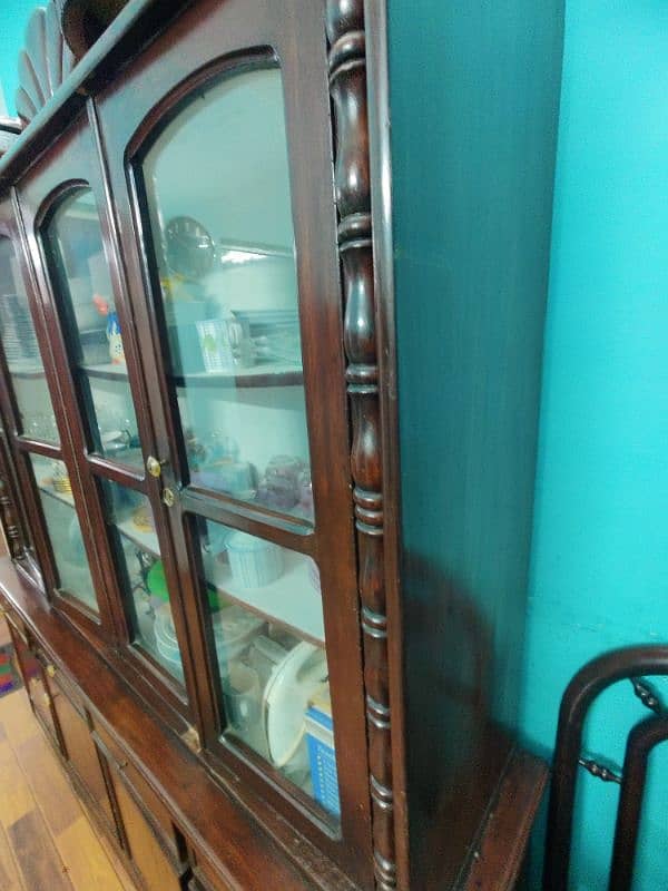 Big wooden and glass cabinet(polished recently). 2