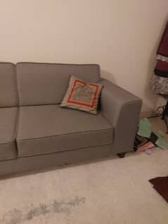 sofa set grey and blue 3 seater . used but in mint condition .