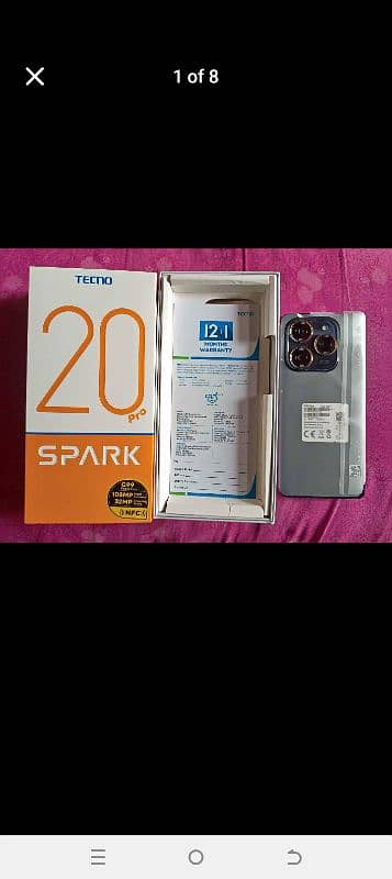 Tecno spark 20 pro 1 month use Howa ha condition 10 by 10 ha 6