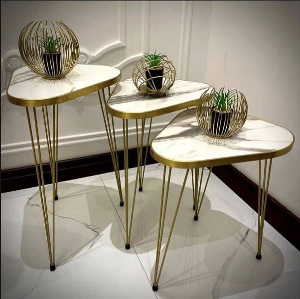 EVENTO Brand 1 Pc / Set of 3 Round High Gloss Coffee Tables 1