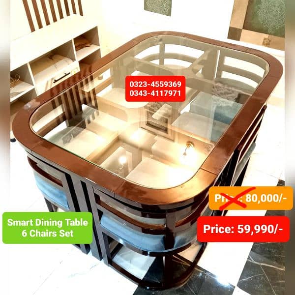 Smart dining table/round dining table/4 chair/6 chair/dining table 7