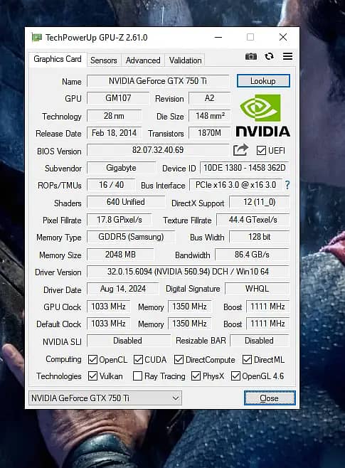 Gtx 750ti 128bit 2gb Graphic Card 1