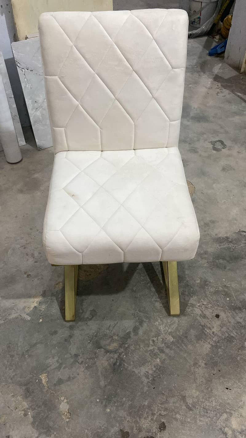 Marble Dinning Table with chairs and puffy/sethi 3