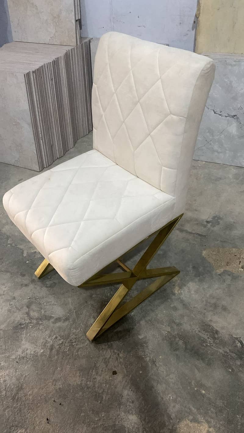 Marble Dinning Table with chairs and puffy/sethi 4