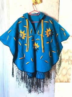 blue capshawal with hand embroidery