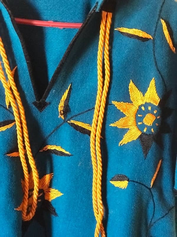 blue capshawal with hand embroidery 2