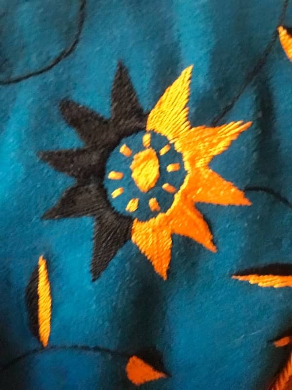 blue capshawal with hand embroidery 3