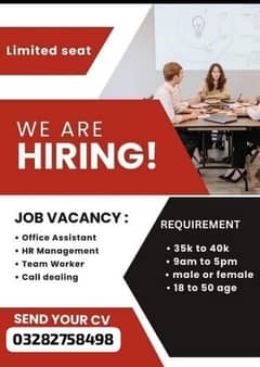 we are hiring male and female for our office work